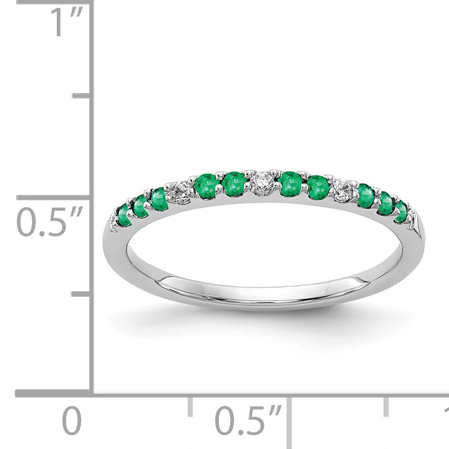Diamond and Gemstone Band - Emerald