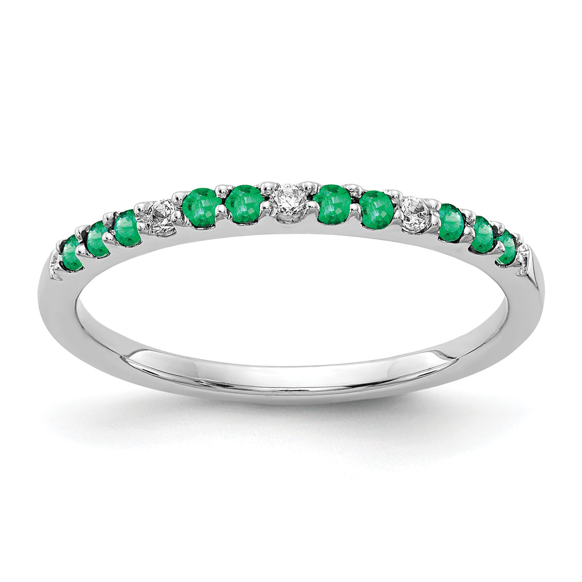 Diamond and Gemstone Band - Emerald#Emerald