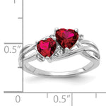Created Ruby and Diamond Double Heart Ring - 10k White Gold