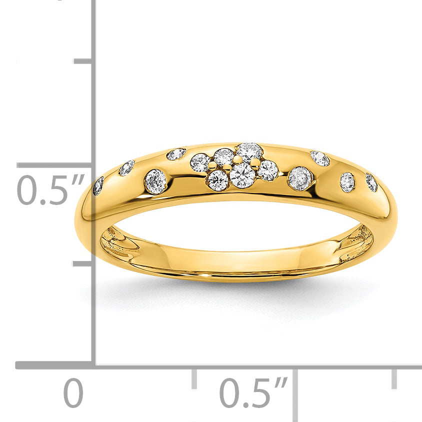 14K 3.9mm Polished 1/6 carat Diamond Sprinkle Band