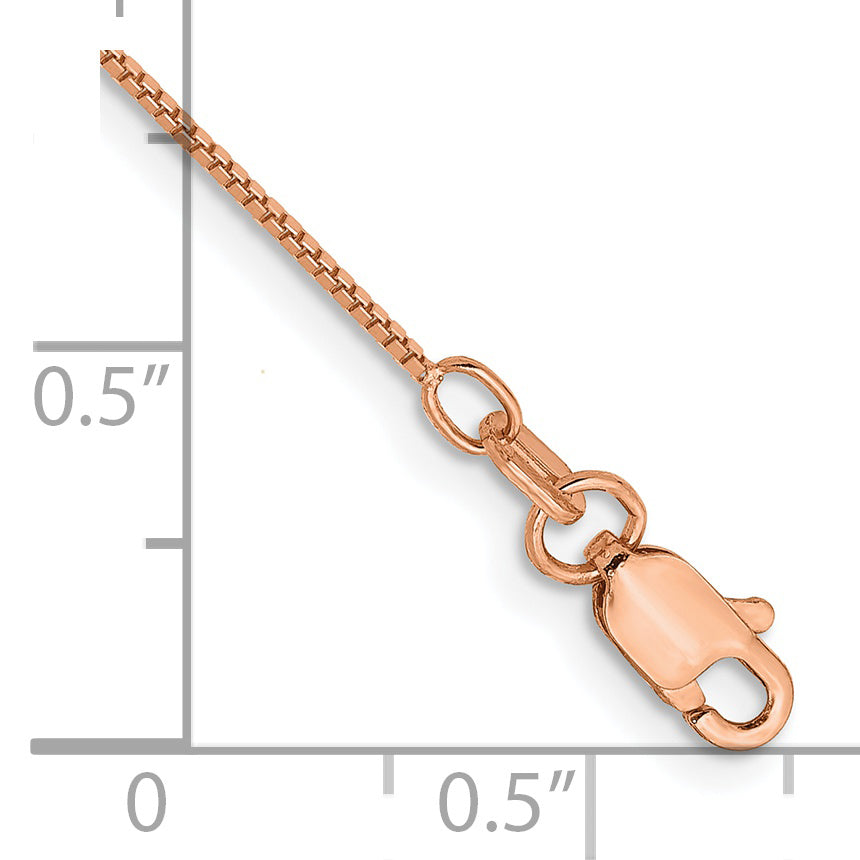 Gold (10K & 14K) Box Chain Anklet - 14k Rose Gold / 10 in / 0.7 mm