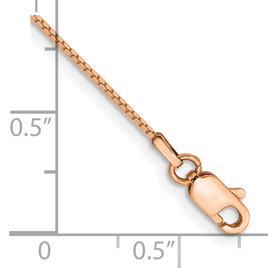 Gold (10K & 14K) Box Chain Anklet - 14k Rose Gold / 10 in / 0.9 mm