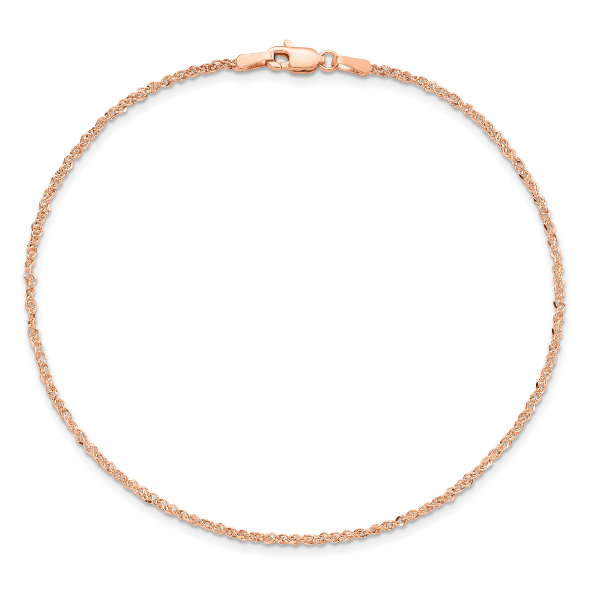 Gold (14K) Diamond-cut Forzantine Cable Chain Anklet - 14k Rose Gold / 9 in / 1.7 mm
