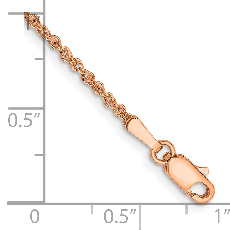 Gold (14K) Diamond-cut Forzantine Cable Chain Anklet - 14k Rose Gold / 9 in / 1.7 mm