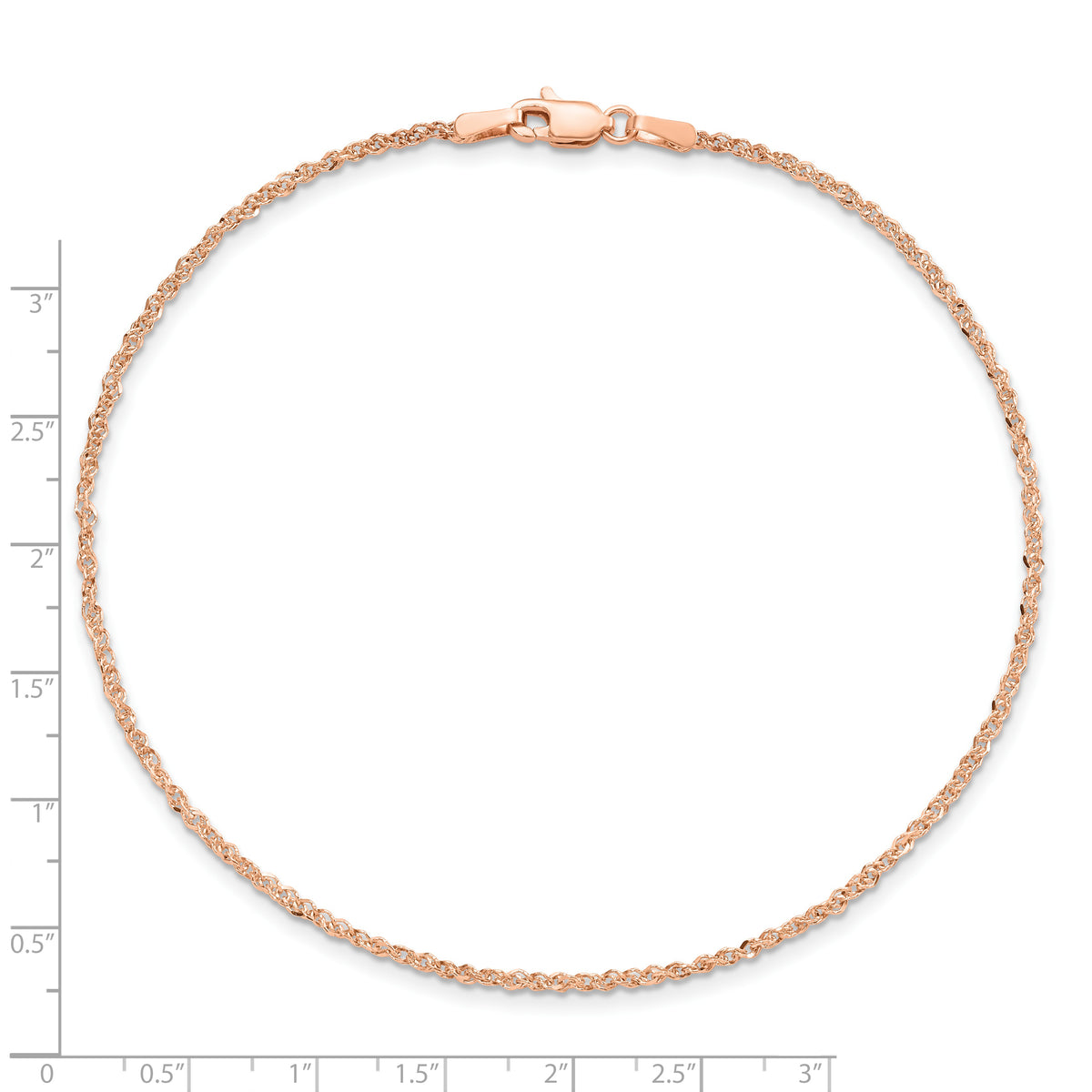 Gold (14K) Diamond-cut Forzantine Cable Chain Anklet - 14k Rose Gold / 9 in / 1.7 mm