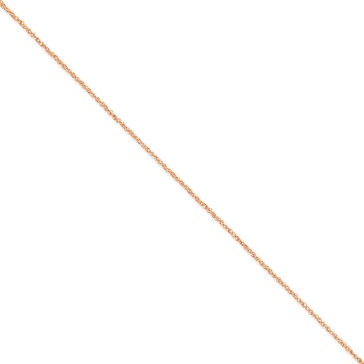 Gold (14K) Diamond-cut Forzantine Cable Chain Anklet - 14k Rose Gold / 9 in / 1.7 mm