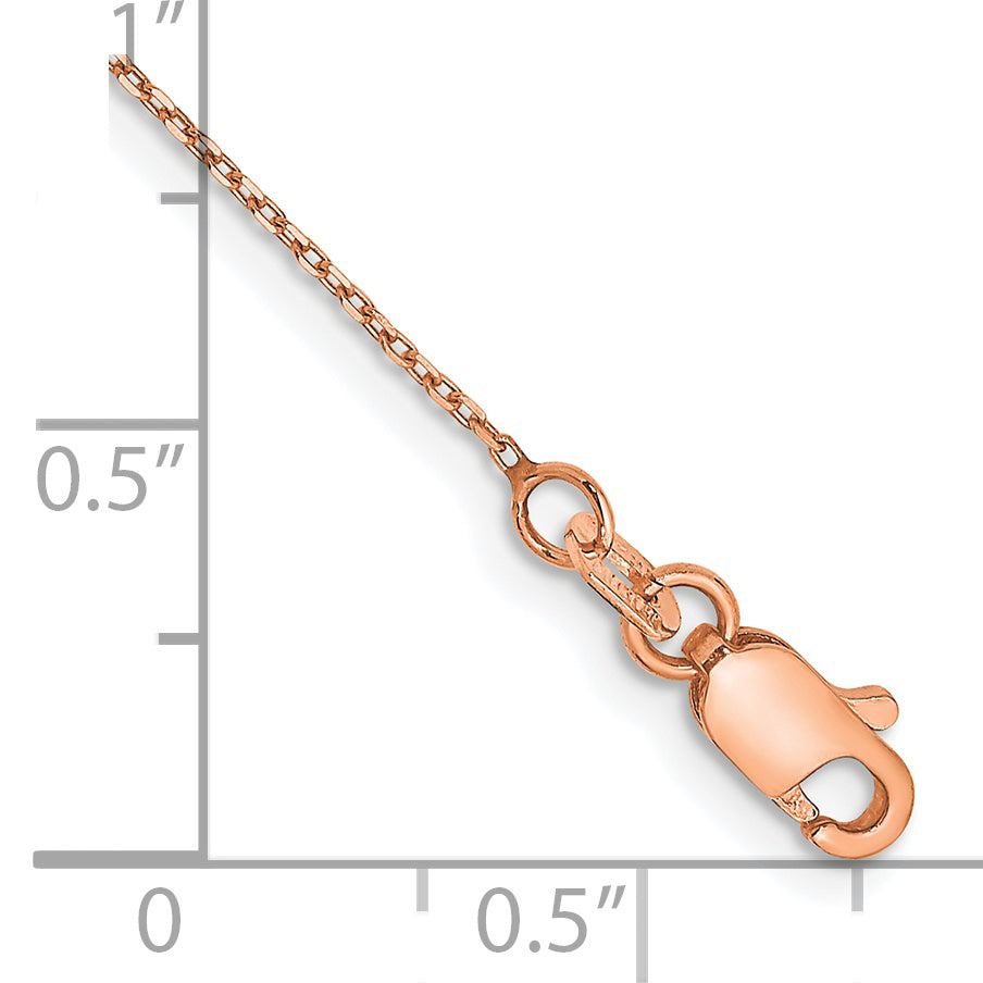 Gold (14K) Diamond-cut Forzantine Cable Chain Anklet - 14k Rose Gold / 10 in / 0.8 mm