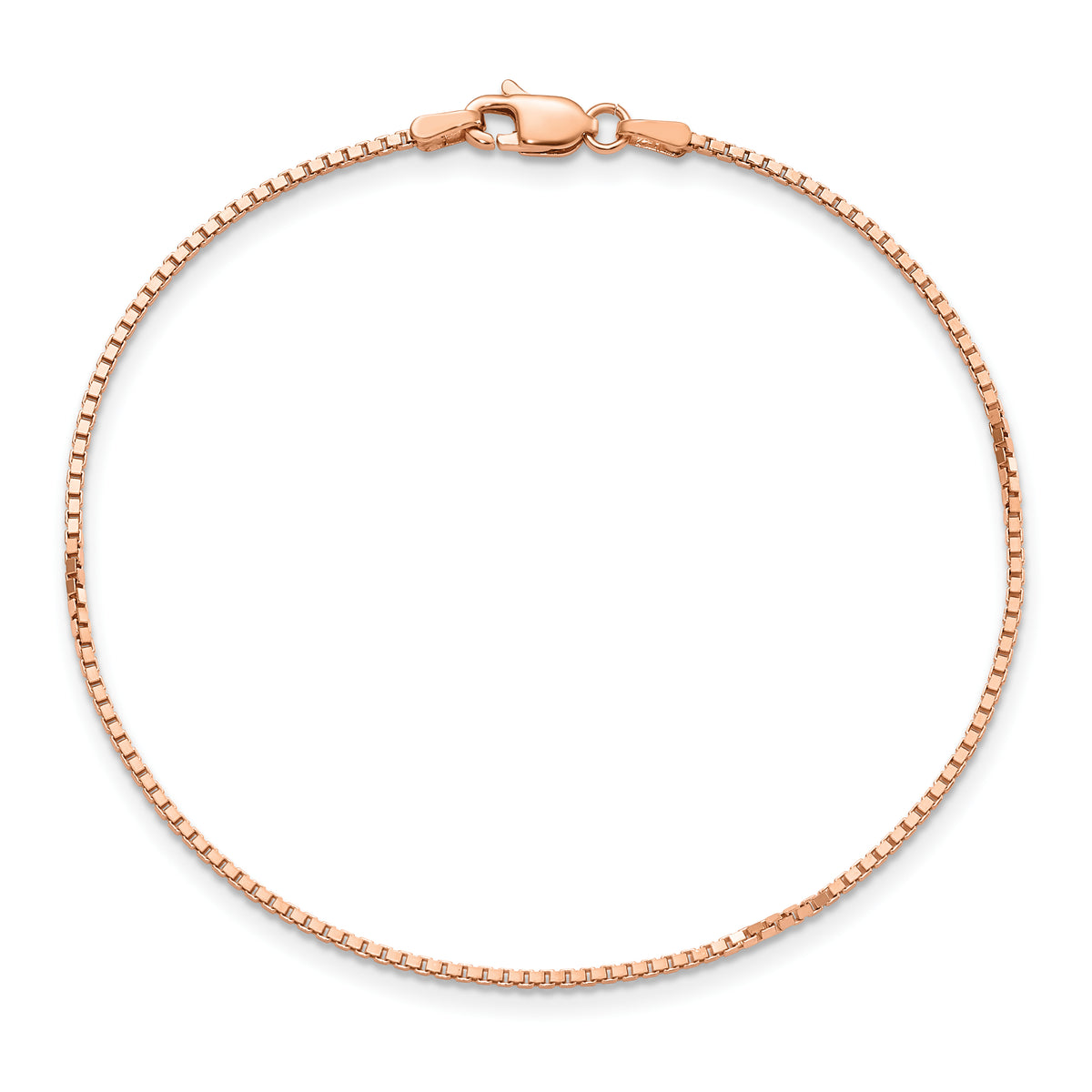 Gold (10K & 14K) Box Chain Bracelet - 14k Rose Gold / 7 in / 1.1 mm