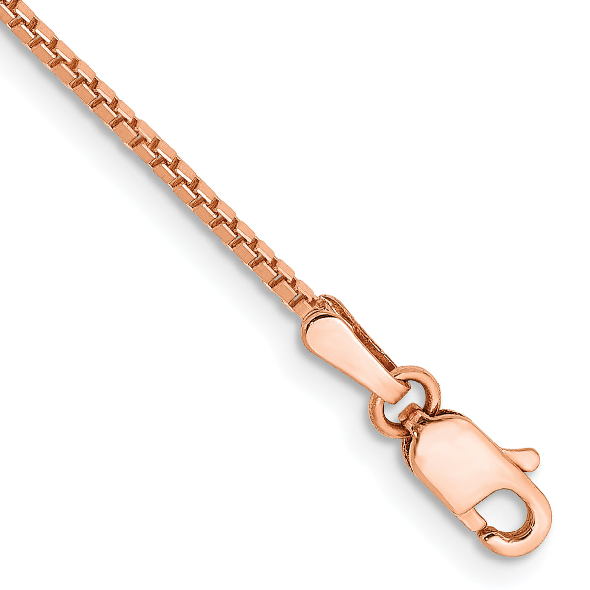 Gold (10K & 14K) Box Chain Bracelet - 14k Rose Gold / 7 in / 1.1 mm