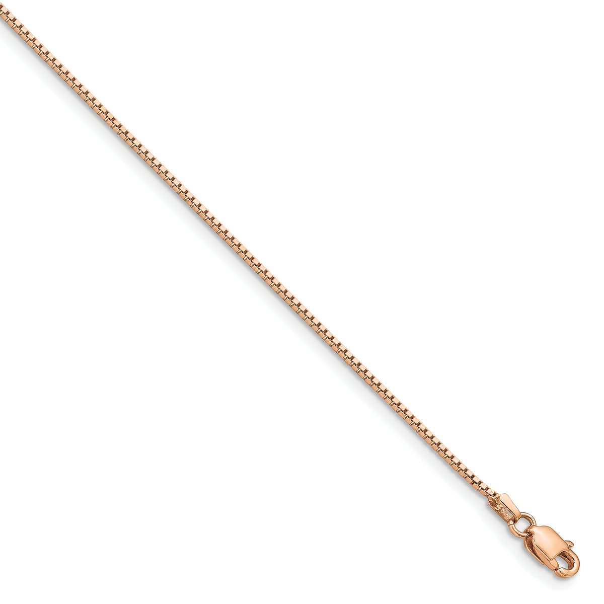Gold (10K & 14K) Box Chain Bracelet - 14k Rose Gold / 8 in / 0.95 mm
