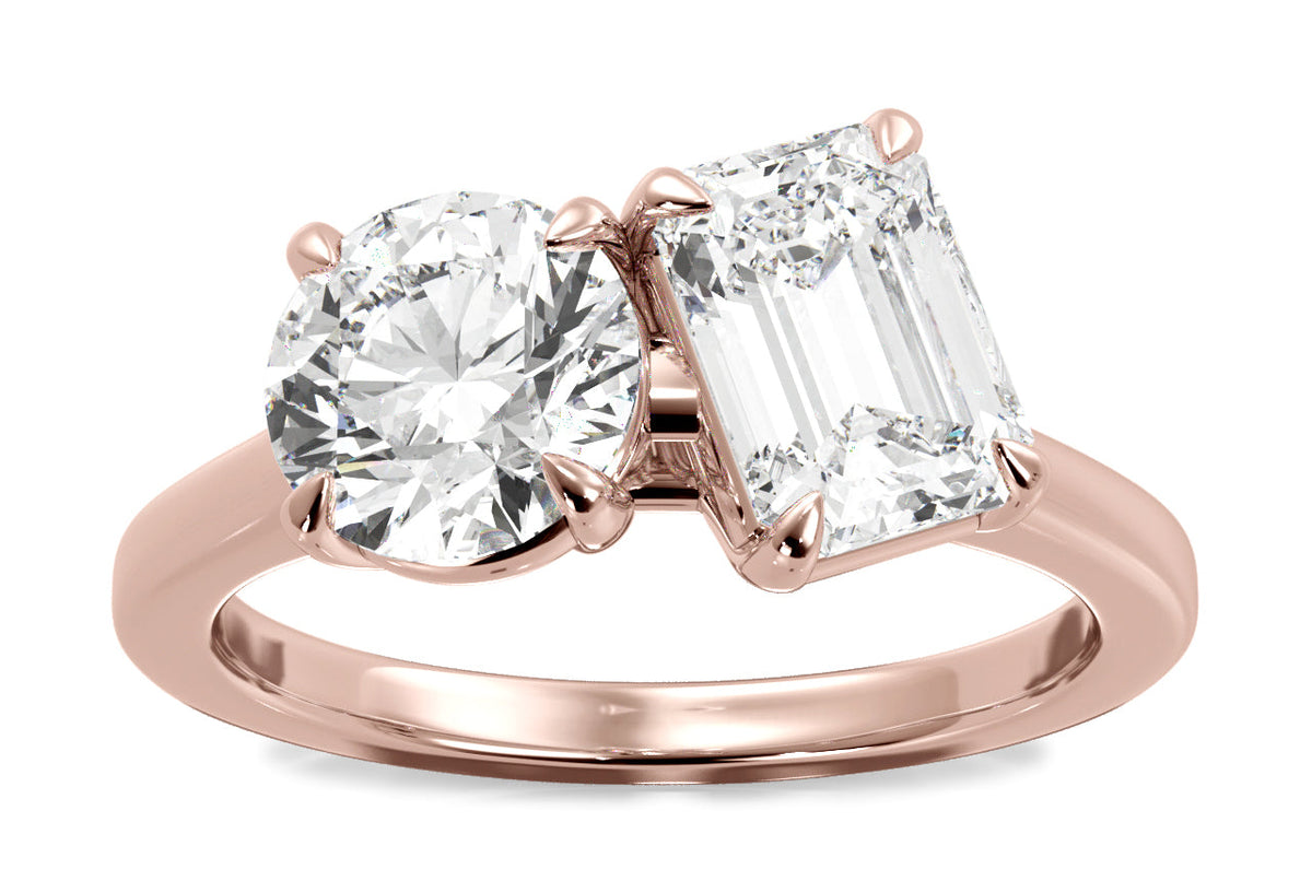 Paige emerald lab diamond engagement ring in 18k rose gold - view 3