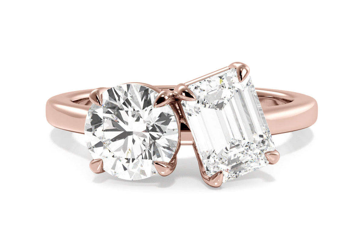 Paige emerald lab diamond engagement ring in 18k rose gold