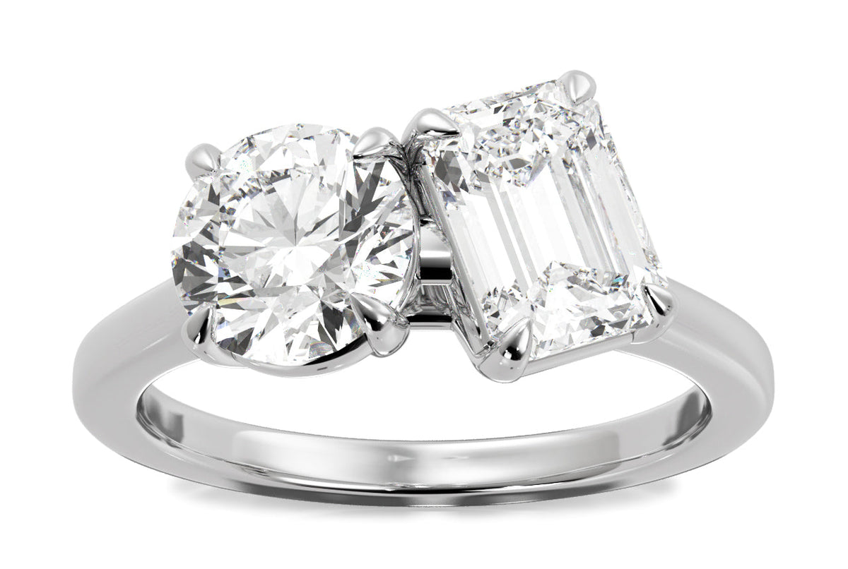 Paige emerald lab diamond engagement ring in platinum - view 3