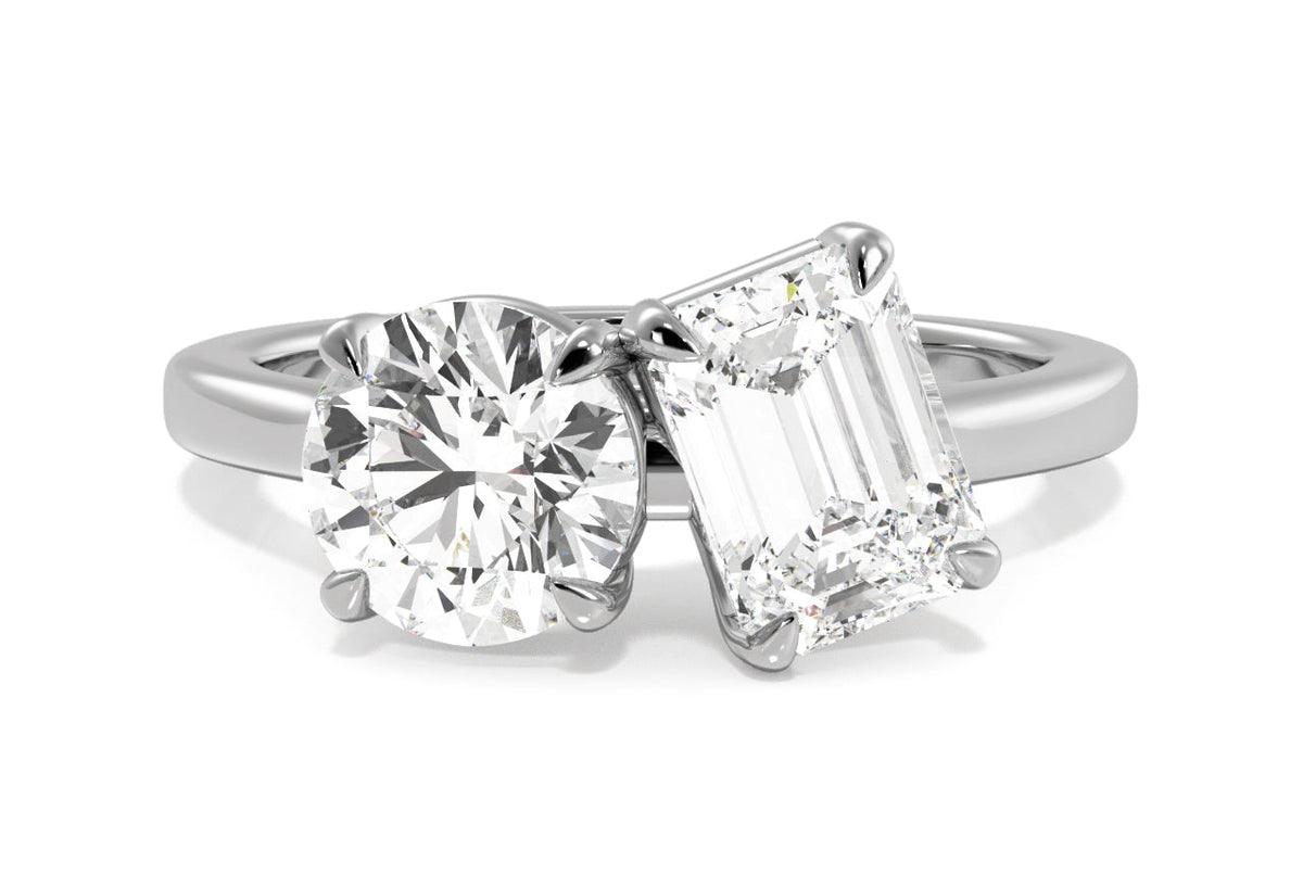 Paige emerald lab diamond engagement ring in platinum