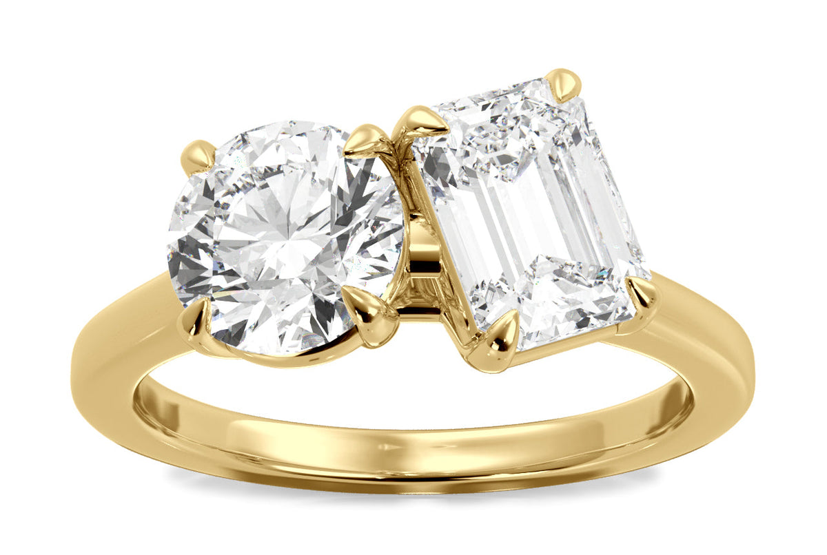 Paige emerald lab diamond engagement ring in 18k yellow gold - view 3