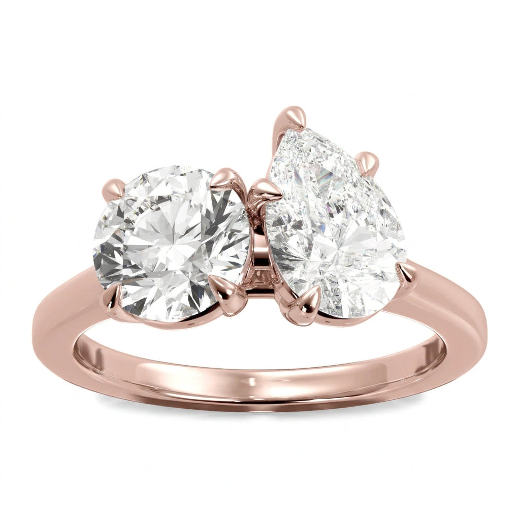 Priscilla pear lab diamond engagement ring in 18k rose gold - view 3