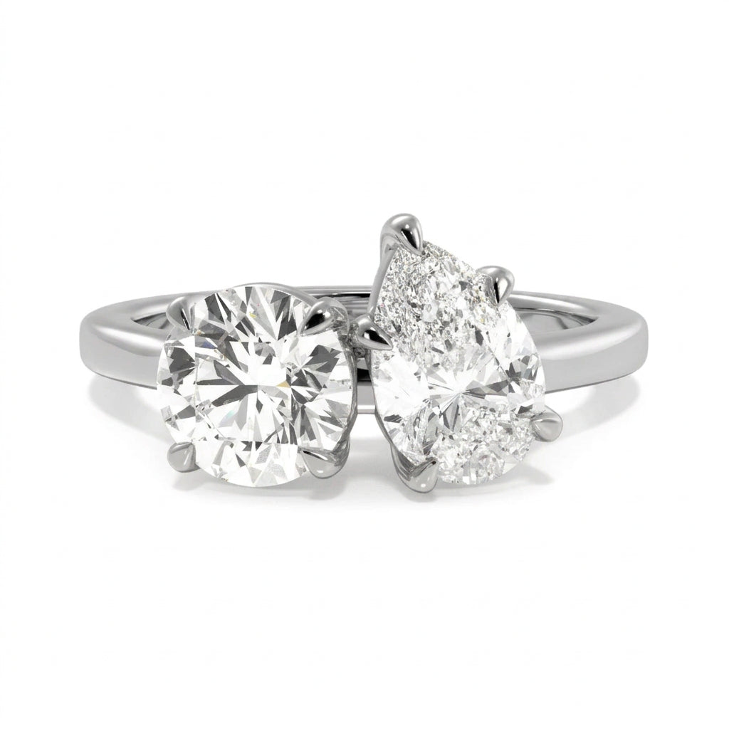Priscilla pear lab diamond engagement ring in 18k white gold