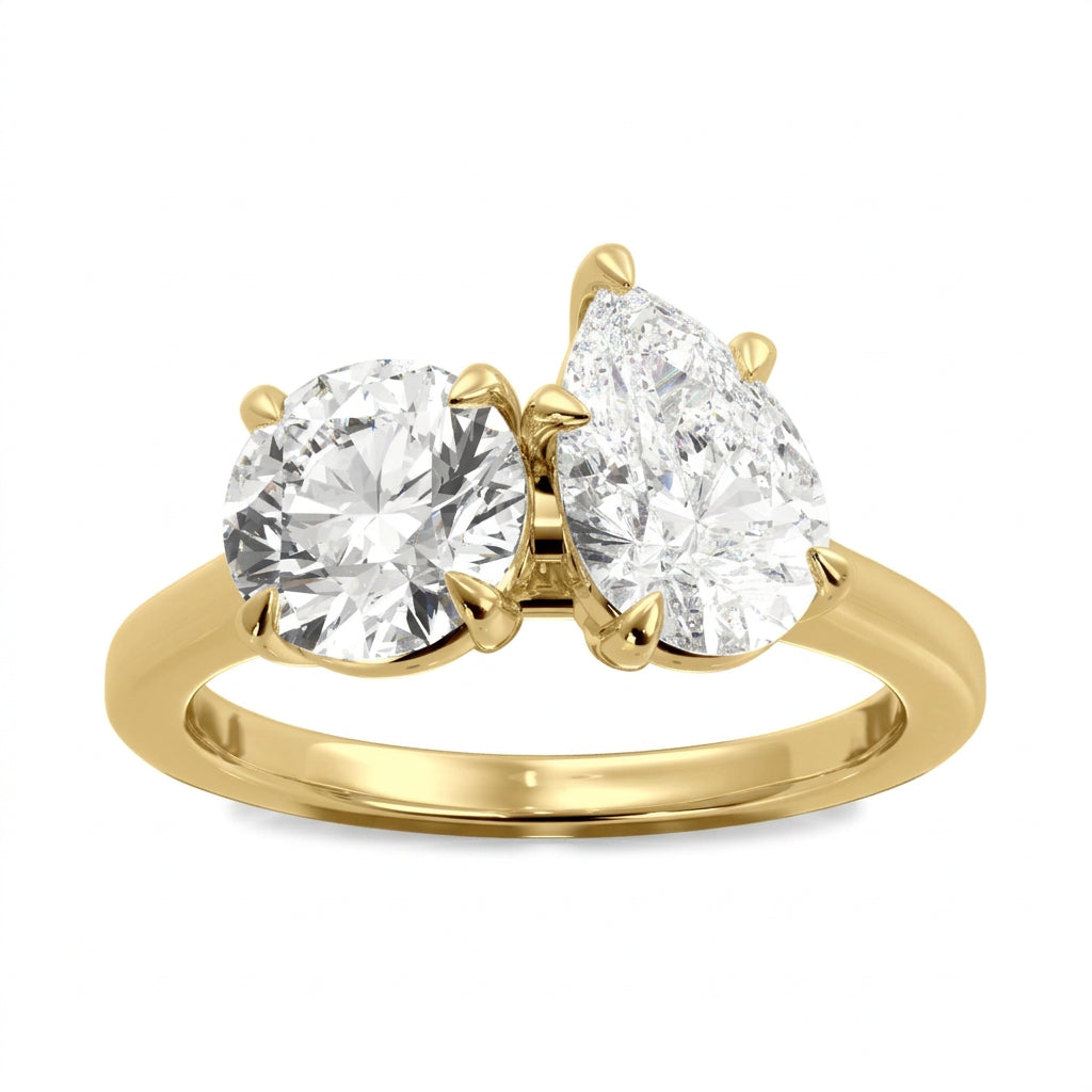 Priscilla pear lab diamond engagement ring in 18k yellow gold - view 3