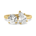 Priscilla pear lab diamond engagement ring in 18k yellow gold
