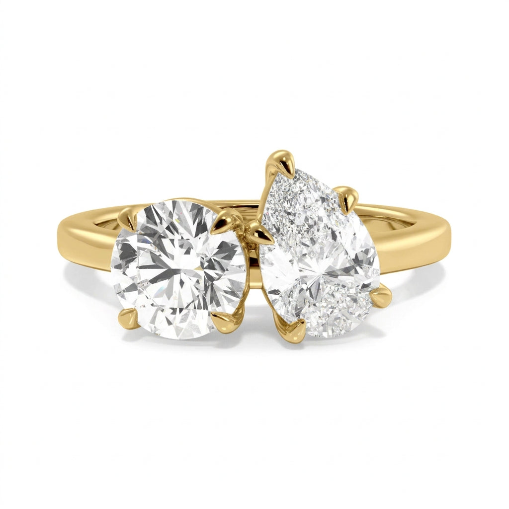 Priscilla pear lab diamond engagement ring in 18k yellow gold