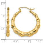 Gold Bamboo Hoop Earrings - 14k Yellow Gold / 3.75 mm / 27.5 mm