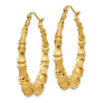 Gold Bamboo Hoop Earrings - 14k Yellow Gold / 5.25 mm / 34.5 mm