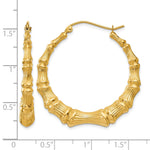 Gold Bamboo Hoop Earrings - 14k Yellow Gold / 5.25 mm / 34.5 mm