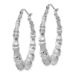Gold Bamboo Hoop Earrings - 14k White Gold / 5.25 mm / 34.5 mm