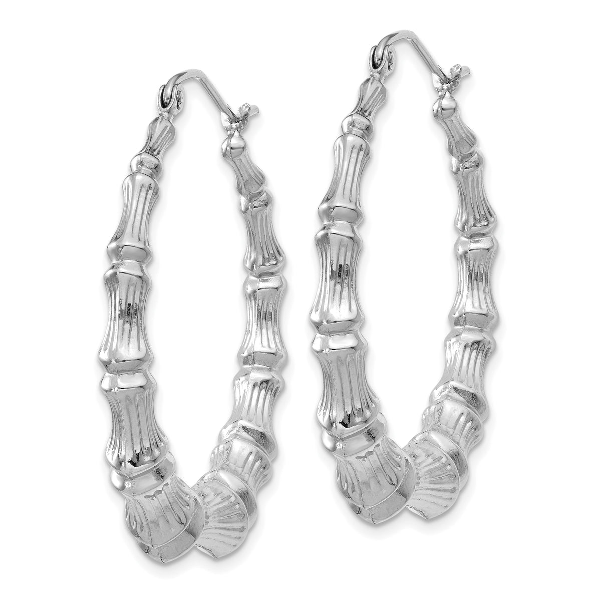 Gold Bamboo Hoop Earrings - 14k White Gold / 5.25 mm / 34.5 mm