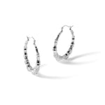 Gold Bamboo Hoop Earrings - 14k White Gold / 5.25 mm / 34.5 mm