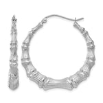 Gold Bamboo Hoop Earrings - 14k White Gold / 5.25 mm / 34.5 mm