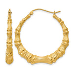 Gold Bamboo Hoop Earrings - 14k Yellow Gold / 5.25 mm / 34.5 mm