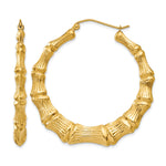 Gold Bamboo Hoop Earrings - 14k Yellow Gold / 5 mm / 42.75 mm