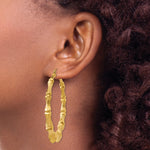 Gold Bamboo Hoop Earrings - 14k Yellow Gold / 6.75 mm / 55 mm