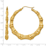 Gold Bamboo Hoop Earrings - 14k Yellow Gold / 6.75 mm / 55 mm