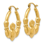 Gold Claddagh Hoop Earrings - 14k Yellow Gold / 4 mm / 23.5 x 25.75 mm