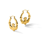Gold Claddagh Hoop Earrings - 14k Yellow Gold / 4 mm / 23.5 x 25.75 mm