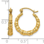 Gold Bamboo Hoop Earrings - 14k Yellow Gold / 3.75 mm / 17 mm