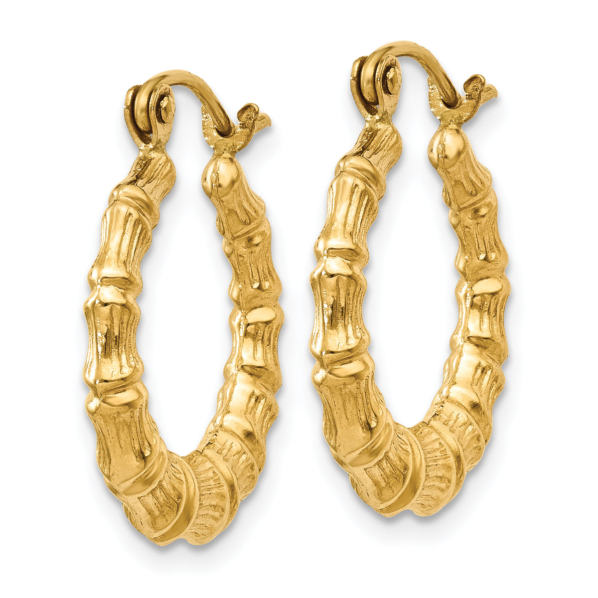 Gold Bamboo Hoop Earrings - 14k Yellow Gold / 3 mm / 18 mm