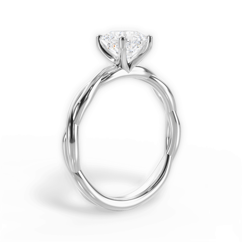 Adrienne Asscher Cut Lab Grown Diamond 14Kt White Gold Engagement Ring - View 2