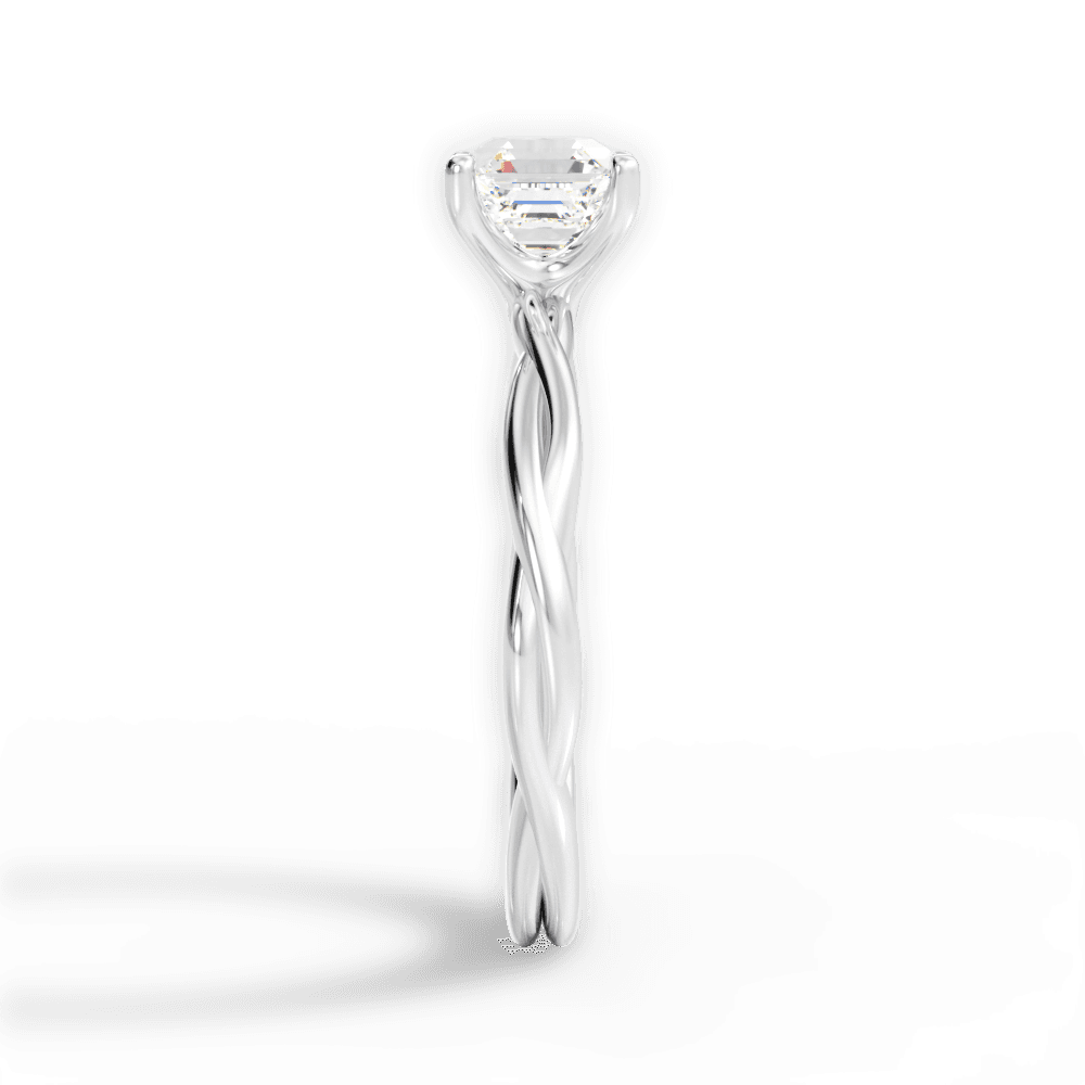 Adrienne Asscher Cut Lab Grown Diamond Platinum Engagement Ring - View 3