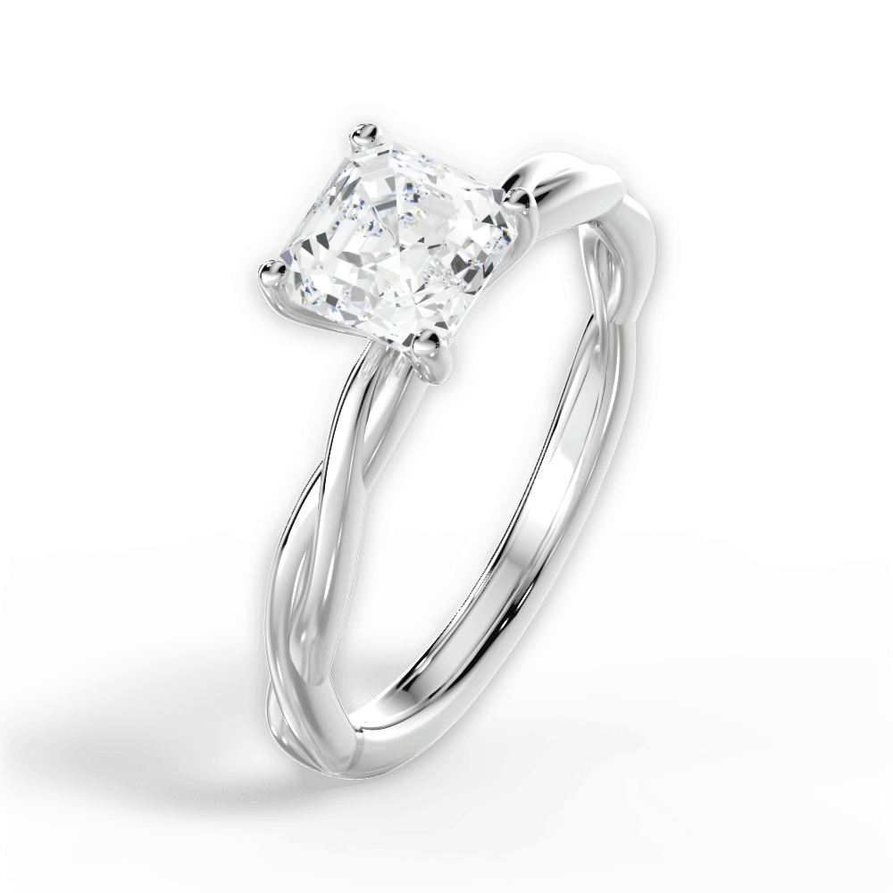 Adrienne Asscher Cut Lab Grown Diamond 18Kt White Gold Engagement Ring - View 4