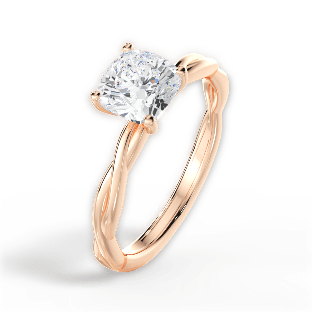 Adrienne Cushion Cut Lab Grown Diamond 18Kt Rose Gold Engagement Ring - View 3