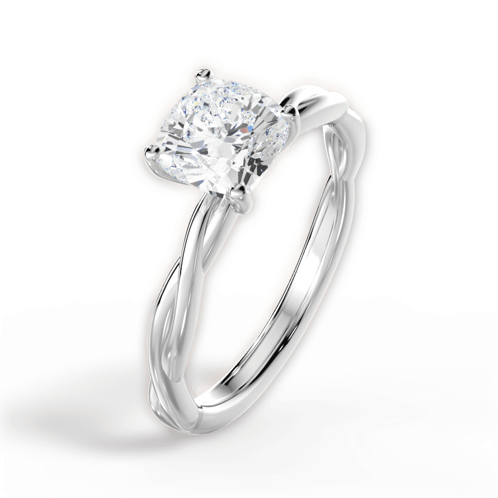 Adrienne Cushion Cut Lab Grown Diamond 18Kt White Gold Engagement Ring - View 2