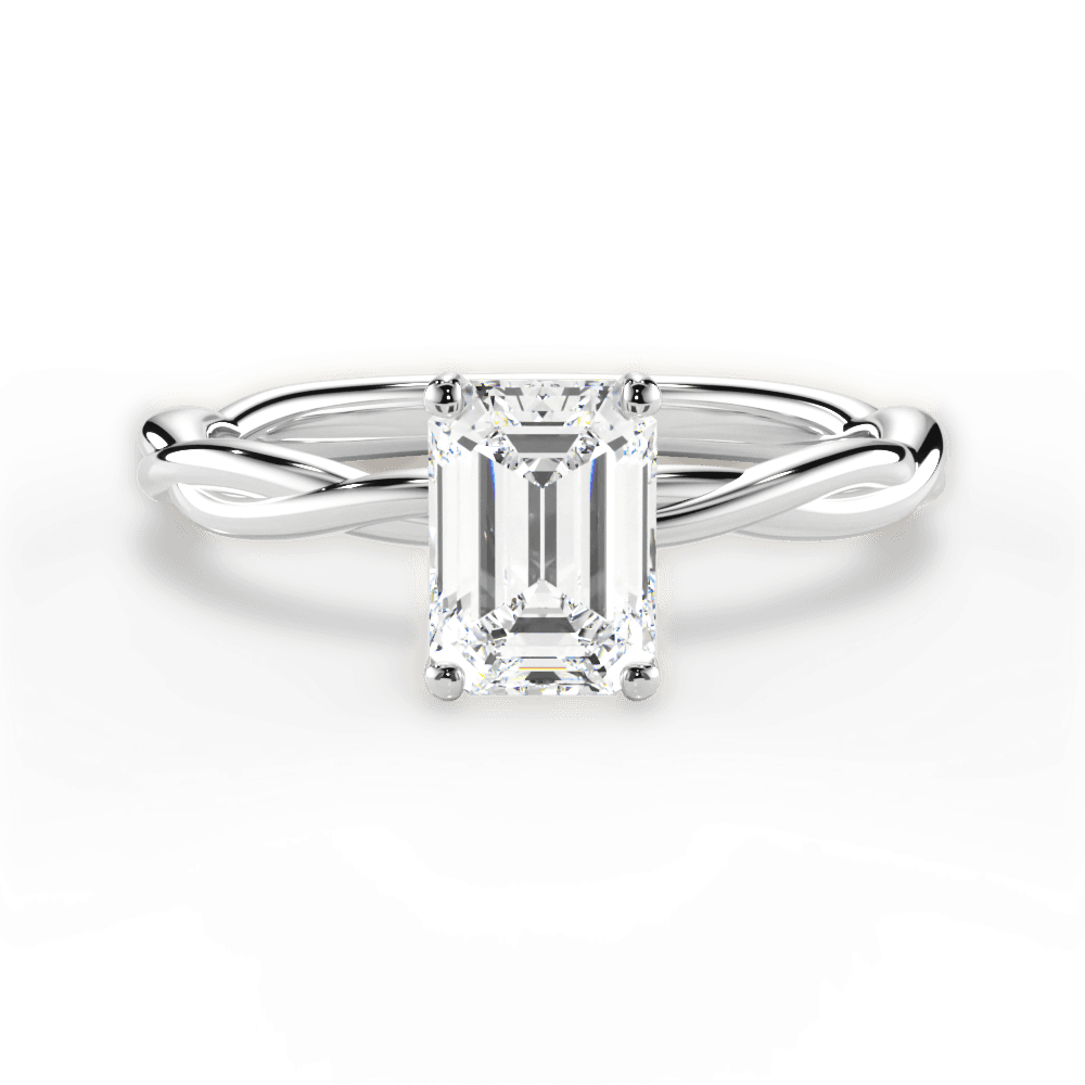 Adrienne Emerald Cut Lab Grown Diamond 18Kt White Gold Engagement Ring