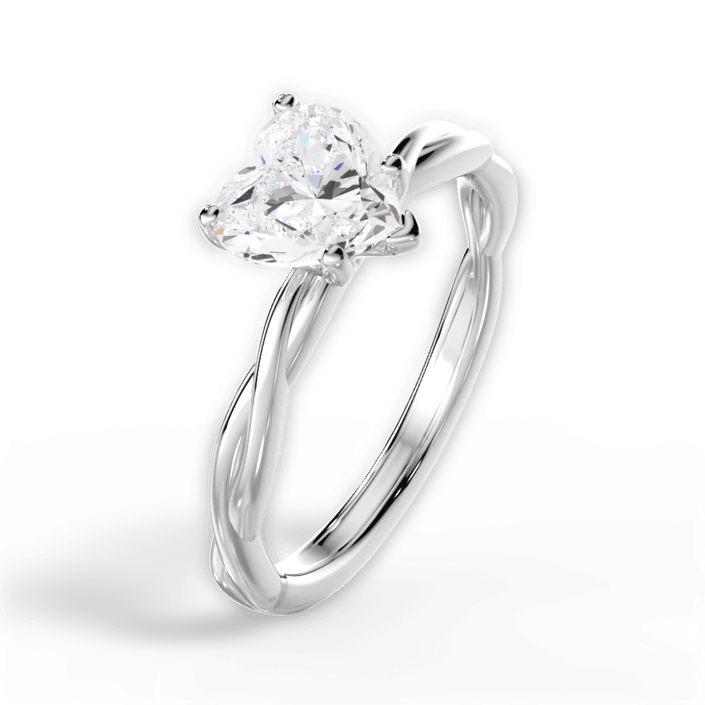 Adrienne Heart Cut Lab Grown Diamond 18Kt White Gold Engagement Ring - View 3
