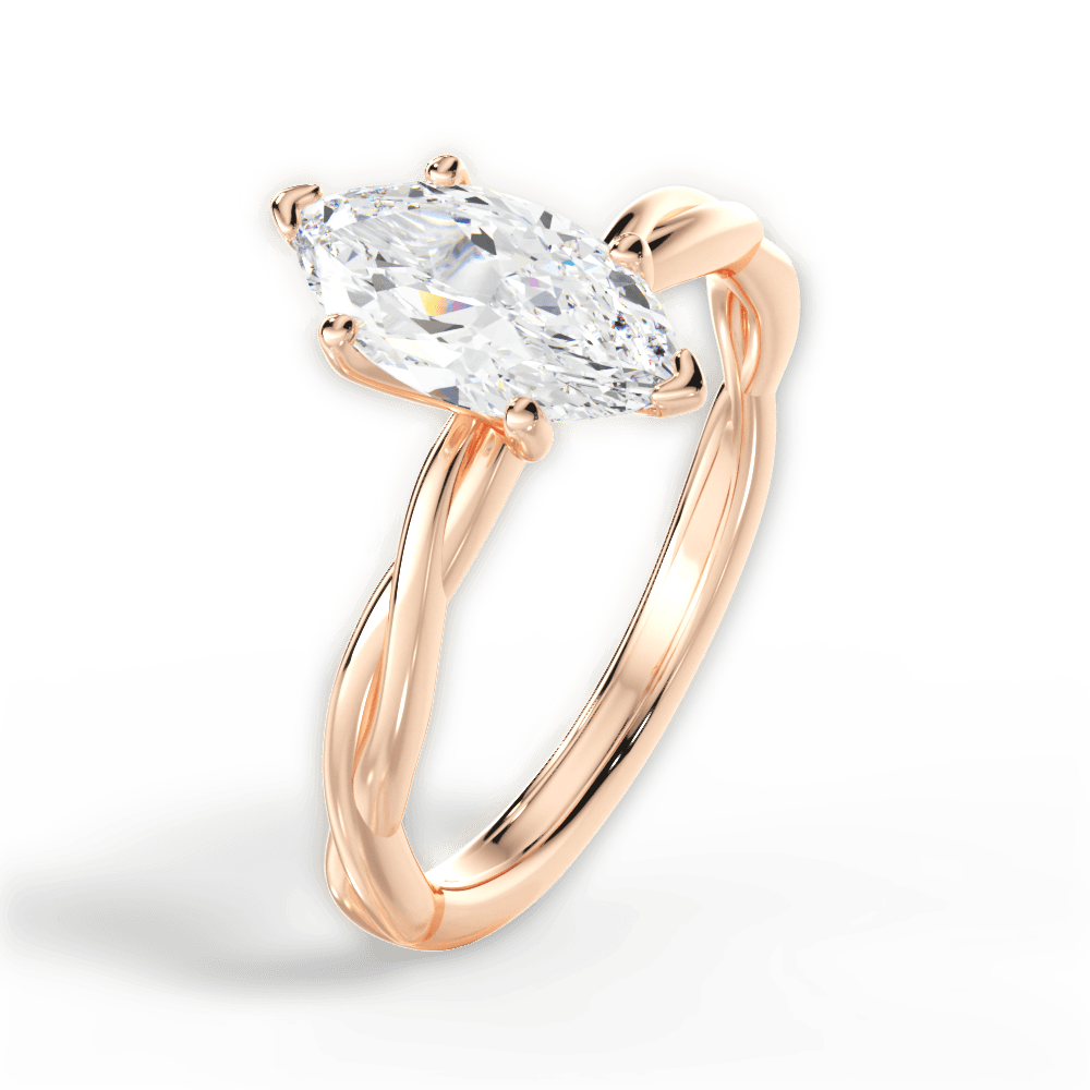 Adrienne Marquise Cut Lab Grown Diamond 18Kt Rose Gold Engagement Ring - View 4