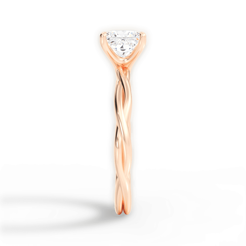 Adrienne Princess Cut Lab Grown Diamond 18Kt Rose Gold Engagement Ring - View 3