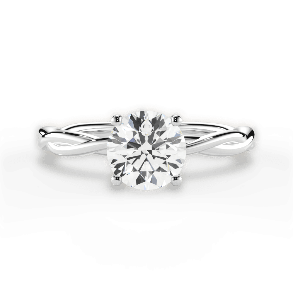 Adrienne Round Cut Lab Grown Diamond 18Kt White Gold Engagement Ring