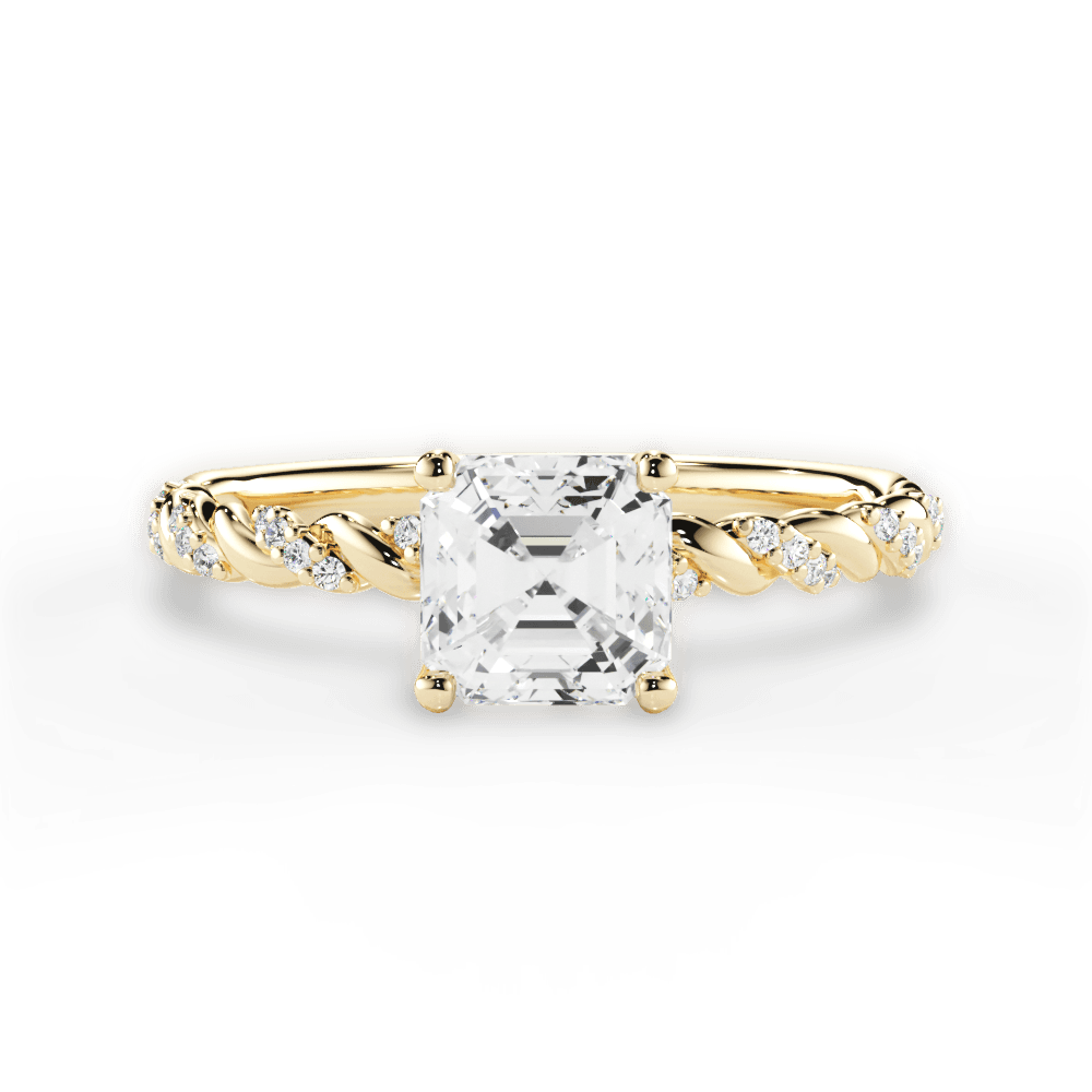 Cindy Asscher Cut Lab Grown Diamond 18Kt Yellow Gold Engagement Ring